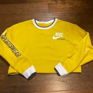 Women's NIKE ASOS Reversible Yellow Sweatshirt Crop Cropped SZ M